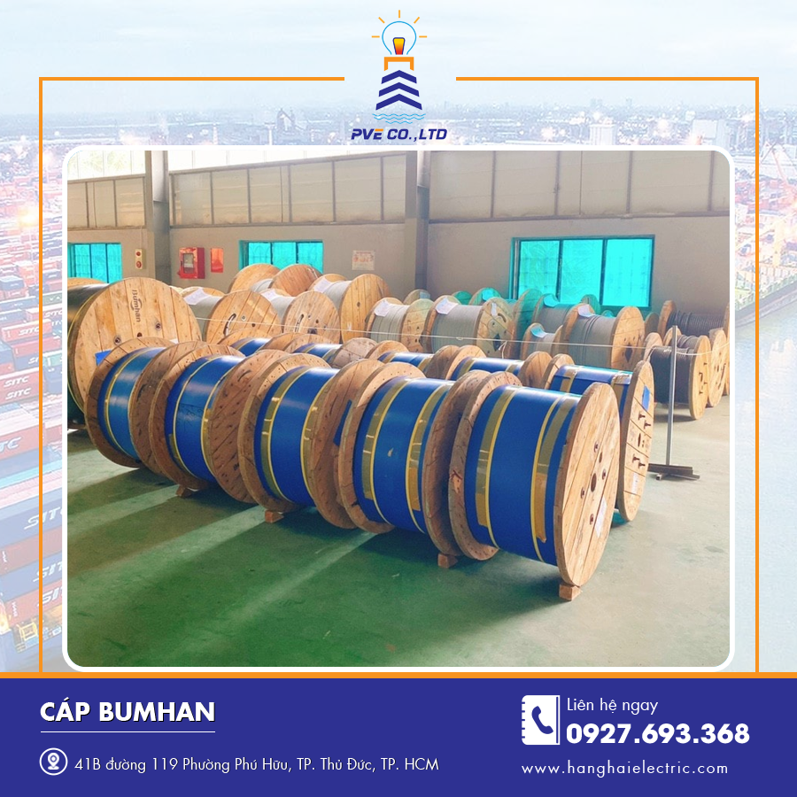 Cuộn cáp Bumhan đóng gói gọn gàng, dễ bảo quản và vận chuyển. Cuộn cáp Bumhan đóng gói gọn gàng, dễ bảo quản và vận chuyển.