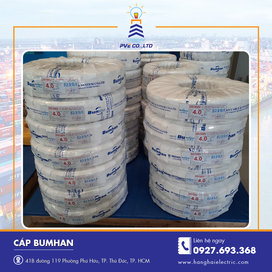 Cuộn cáp Bumhan chính hãng, chất lượng cao, chuyên dùng cho công nghiệp. Cuộn cáp Bumhan chính hãng, chất lượng cao, chuyên dùng cho công nghiệp.