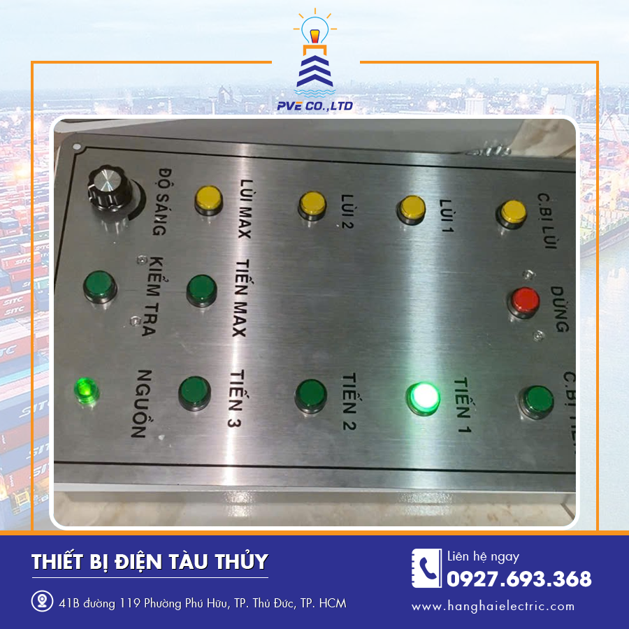 Bảng điều khiển điện tàu thủy thiết kế nhỏ gọn, dễ lắp đặt. Bảng điều khiển điện tàu thủy thiết kế nhỏ gọn, dễ lắp đặt.